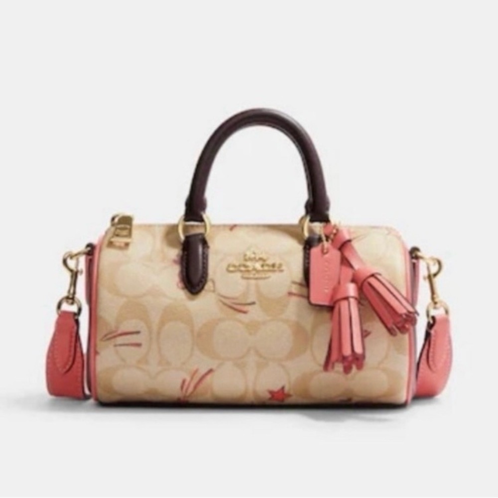 Coach Signature Heart Star Lacey Light Khaki Multi Color Crossbody Bag NWT